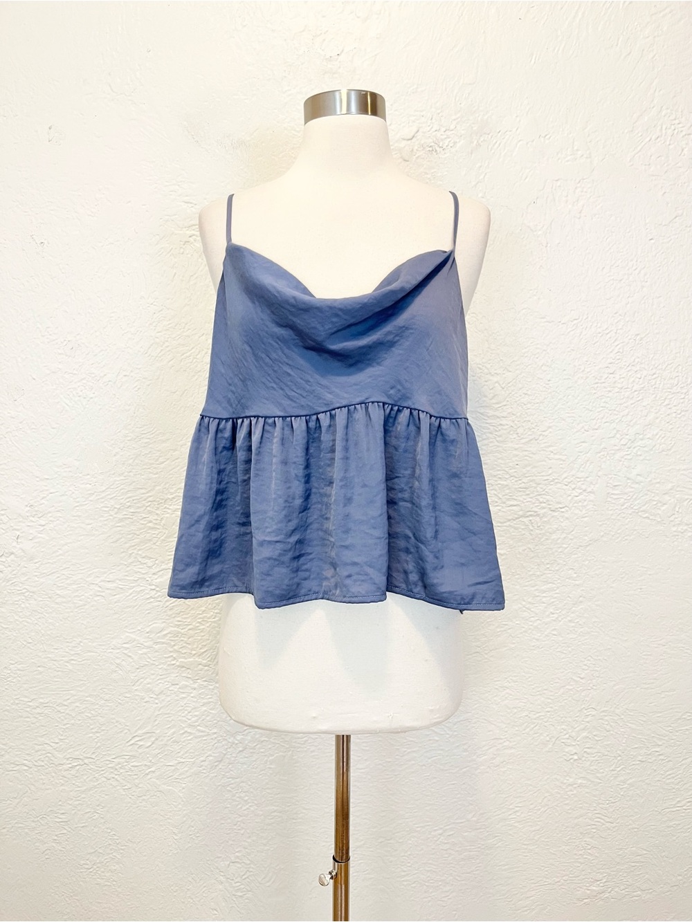 American Eagle Babydoll Top Tank Blue Satin Medium M